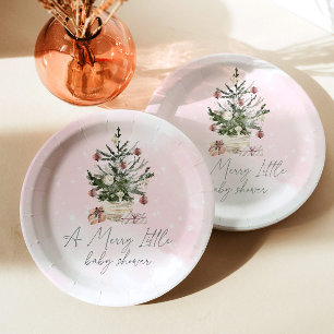 Assiettes En Carton L'hiver rose Un joyeux petit baby shower