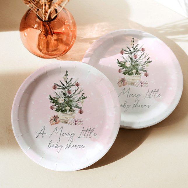 Assiettes En Carton L'hiver rose Un joyeux petit baby shower (Créateur téléchargé)