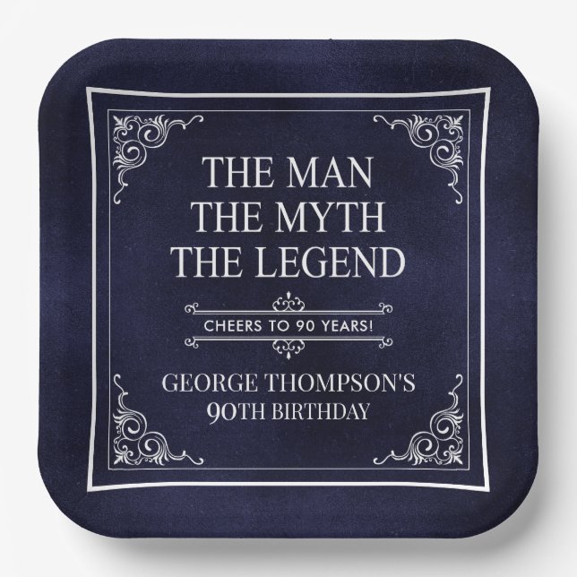 Assiettes En Carton L'Homme Le Mythe La Légende 90ème Anniversaire Ble (Recto)