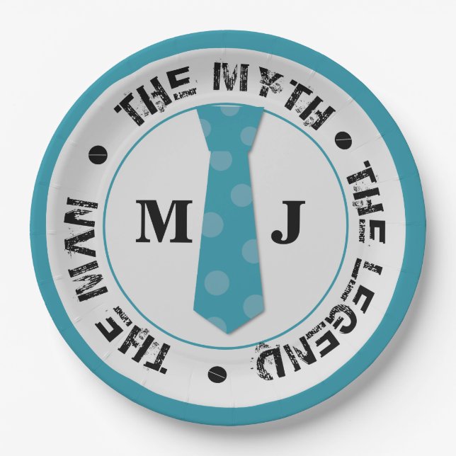 Assiettes En Carton L'homme le mythe la légende nom personnalisé (Devant)