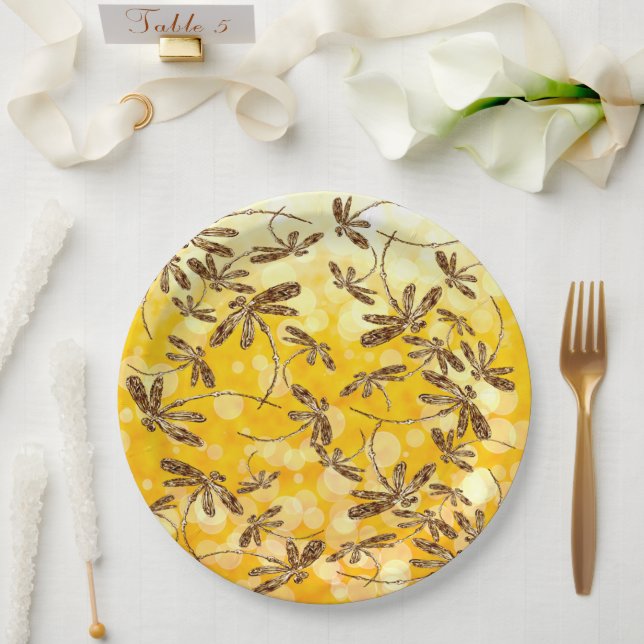 Assiettes En Carton Libellule Soleil (Mariage)