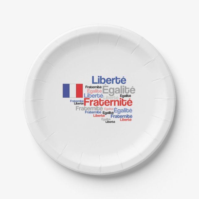 Assiettes En Carton Liberté, Égalité, Fraternité - drapeau français de (Devant)