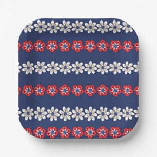 Assiettes En Carton Liberté en fleurs : un modèle floral patriotique