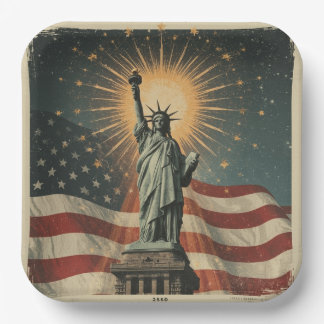 Assiettes En Carton Liberté et Feux d'Artifice Gloire