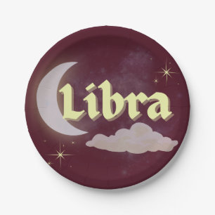 Assiettes En Carton Libra Céleste Lune Cloud Étoiles Astrologie Art