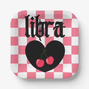 Assiettes En Carton Libra Gothique esthétique À damiers Cherry Art