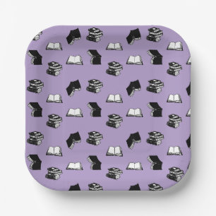 Assiettes En Carton Librairie bibliophile Violet Bookish Motif de livr