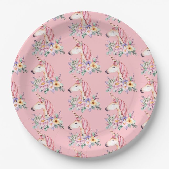 Assiettes En Carton Licorne (Devant)