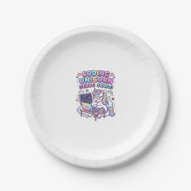 Assiettes En Carton Licorne Coding Licorne Debug Squad Marché Charmant (Devant)