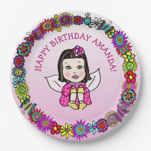 Assiettes En Carton Licorne et fée personnalisées Joyeux Anniversaire