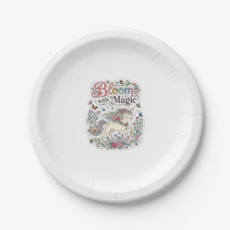 Assiettes En Carton Licorne Fleurir avec la Typographie Vectorielle Pr