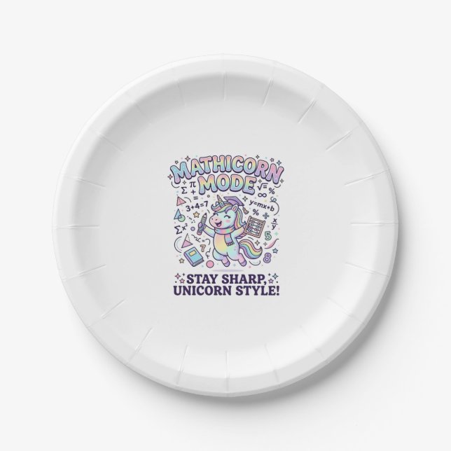 Assiettes En Carton Licorne Mathicorne Mode Charmant Fond Blanc D (Devant)