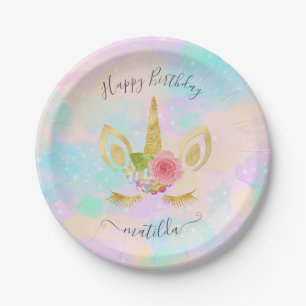 Assiettes En Carton Licorne mignonne élégante de parties scintillant