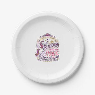 Assiettes En Carton Licorne s'étirant dans mon magnifique fond blanc s