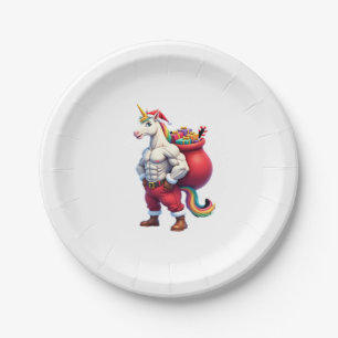 Assiettes En Carton Licorne Vilain Jeu de Mots Drôle Noël Familial Mat