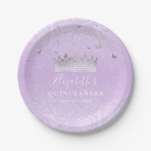 Assiettes En Carton Light Purple and Silver Birthday Party Template (Devant)