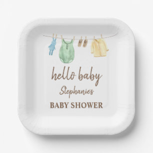 Assiettes En Carton Ligne de vêtements Bohème Baby Shower Bonjour Bébé