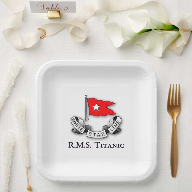 Assiettes En Carton Ligne d'étoile blanche Titanic RMS (Mariage)