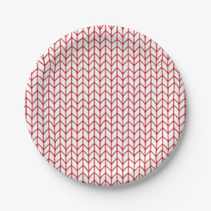 Assiettes En Carton LIGNE ROUGE KNIT 7" Plaques de papier rond