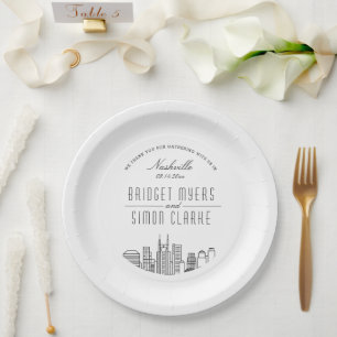 Assiettes En Carton Ligne Skyline Nashville Deco   Événement Mariage