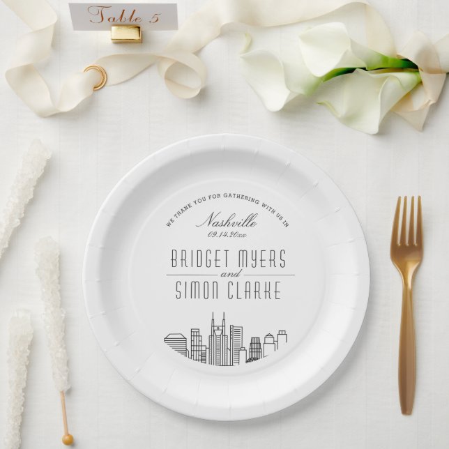 Assiettes En Carton Ligne Skyline Nashville Deco | Événement Mariage (Mariage)