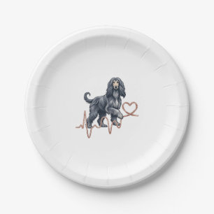 Assiettes En Carton Lignée de battement de coeur de chien Afghan Hound