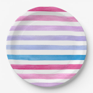 Assiettes En Carton Lignes colorées