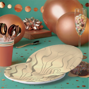 Assiettes En Carton Lignes liquéfiées abstraites avec lever de soleil 
