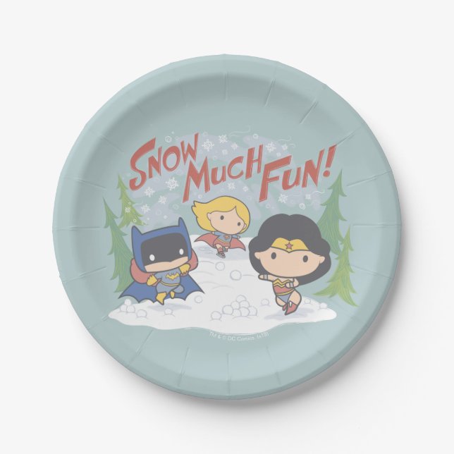 Assiettes En Carton Ligue de Justice Chibi Snowball combat (Devant)