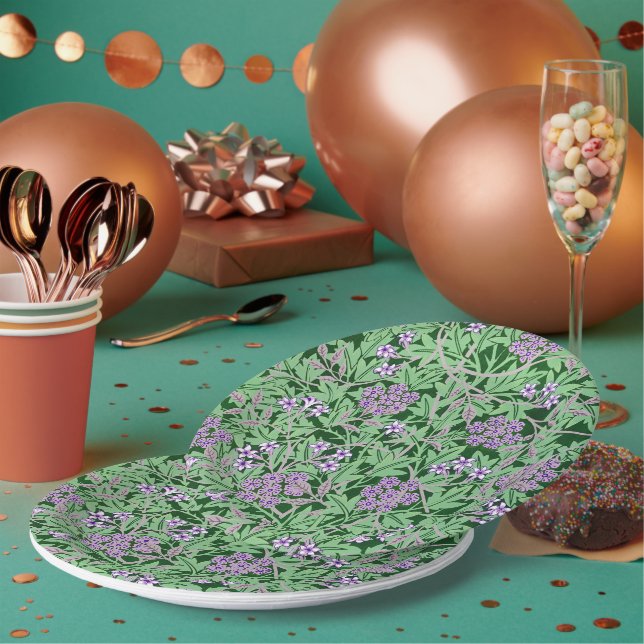 Assiettes En Carton Lilac and green floral pattern (Multi)
