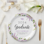 Assiettes En Carton Lilac Floral Parti de graduation personnalisée<br><div class="desc">Plaques papier de fête de graduation imprimées sur mesure et abordables. Ce joli design féminin a une bordure florale aquarelle avec fleurs violettes pastel et verdure. Personnalisez le modèle avec vos détails grandioses. Utilisez les outils de conception pour choisir les couleurs et les polices arrière - plans que vous aimez...</div>