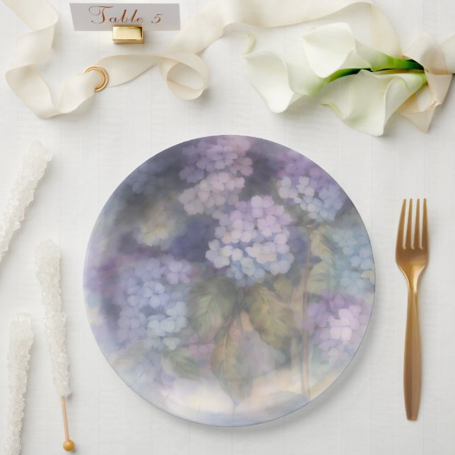 Assiettes En Carton Lilac Hydrangea Watercolor Luncheon Napkin (Mariage)