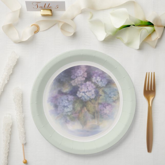 Assiettes En Carton Lilac Hydrangea Watercolor Luncheon Napkin (Mariage)