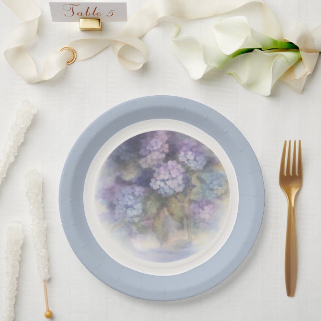 Assiettes En Carton Lilac Hydrangea Watercolor Luncheon Napkin (Mariage)