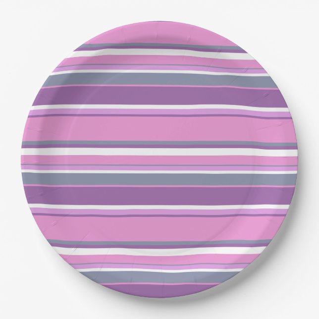 Assiettes En Carton Lilac rayures (Devant)