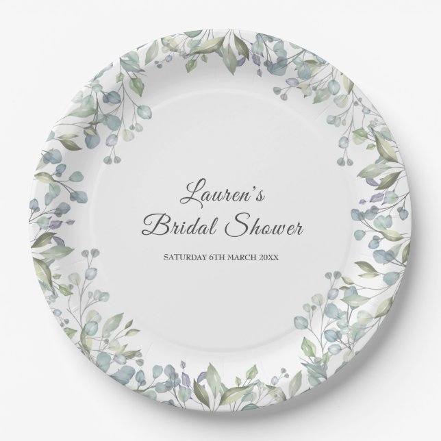 Assiettes En Carton Lilac verdure Shower Floral de mariage aquarelle (Devant)