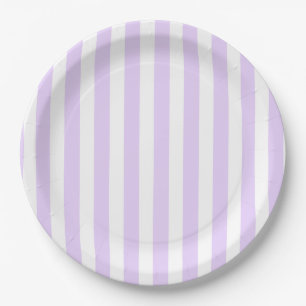 Assiettes En Carton Lilac violet et blanc bonbons rayures