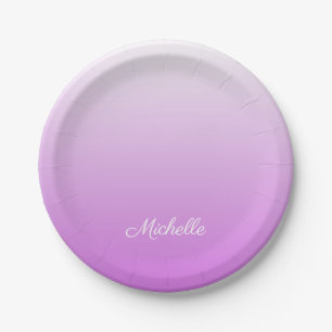 Assiettes En Carton Lilac violet ombre nom personnalisé