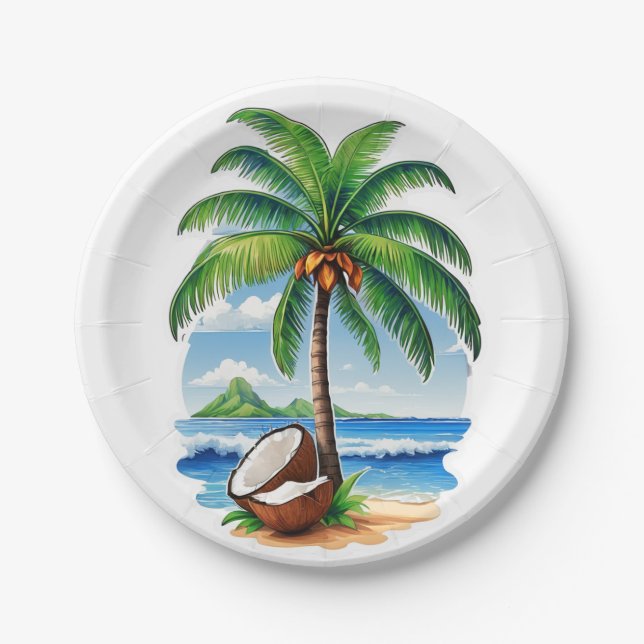 Assiettes En Carton L'île tropicale des Cocotiers (Devant)