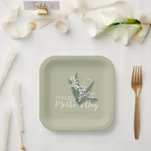 Assiettes En Carton Lily de la vallée Floral Joyeuse fête des mères