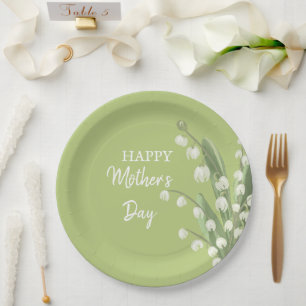 Assiettes En Carton Lily de la Vallée Floral Joyeuse Fête des mères