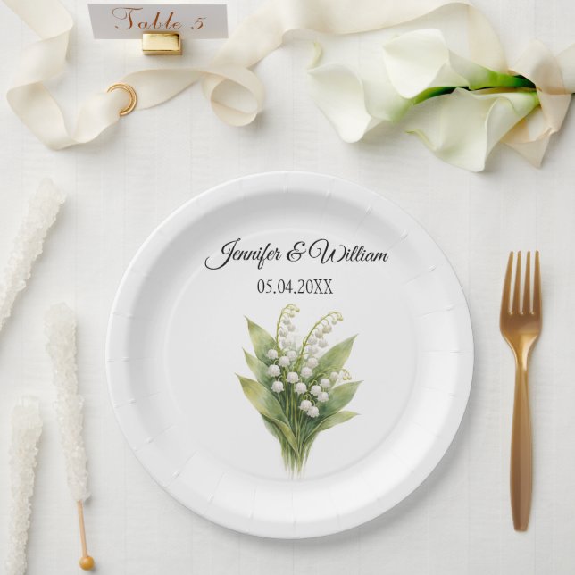 Assiettes En Carton Lily Of The Valley White Floral Wedding (Mariage)