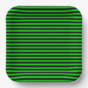 Assiettes En Carton Lime Green Black Stripes Motif sans couleur