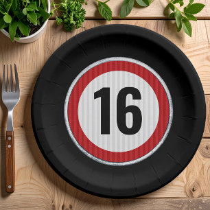 Assiettes En Carton Limite de vitesse 16 ans 