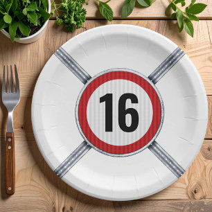 Assiettes En Carton Limite de vitesse 16e anniversaire