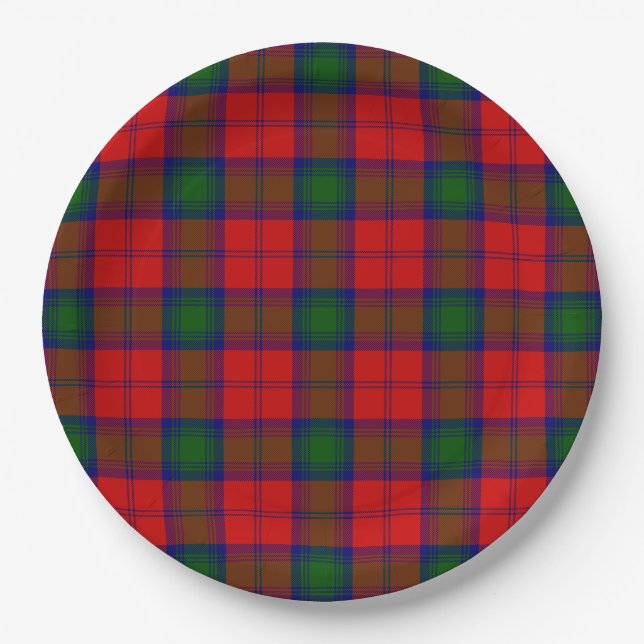 Assiettes En Carton Lindsay tartan rouge vert plaid (Devant)