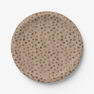 Assiettes En Carton Linen Brown Dots Chic Mariée Tribe Rustique Modern