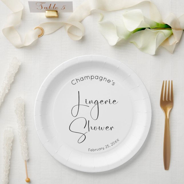 Assiettes En Carton Lingerie de mariage moderne Script (Mariage)