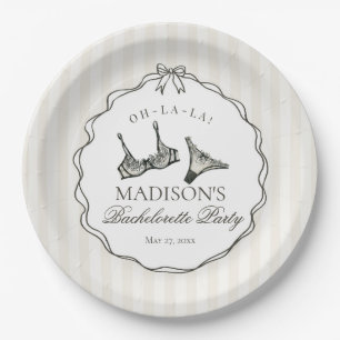 Assiettes En Carton Lingerie noire Douche Demoiselle d'honneur Arc bow