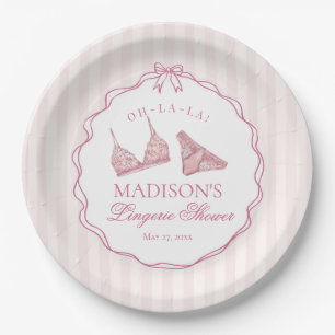 Assiettes En Carton Lingerie rose pastel pour enterrement de vie de je